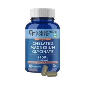 CARBAMIDE FORTE Chelated Magnesium Glycinate 2408mg | Magnesium Supplement for Muscle Relaxation & Bone Health (60 Tablets)