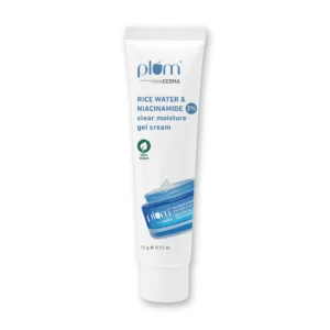 Plum 2% Niacinamide & Rice Water Clear Moisture Gel Cream | Fades Blemishes & Brightens Skin | with 3% MatmarineTM for Oil Control | Lightweight & Non-sticky | 100% Vegan | 15g (FROM INDIA SAB)